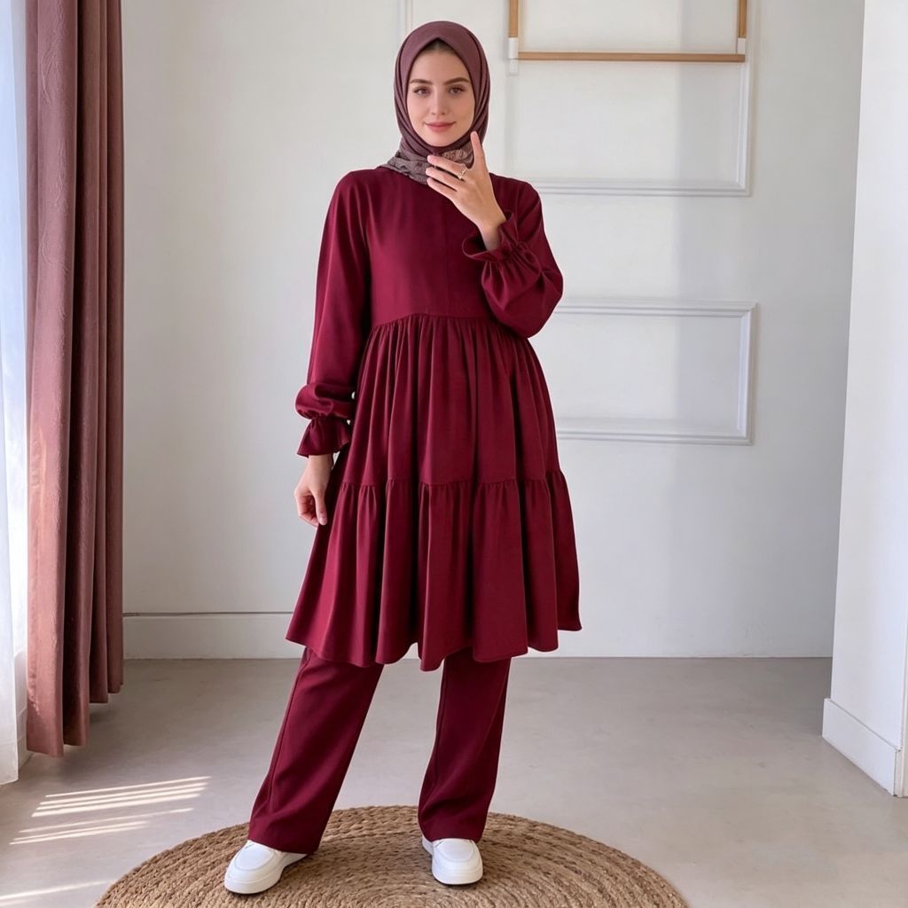KALTIM Atasan Blus Tunik Polos Pakaian Wanita