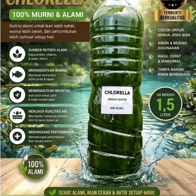 COD Chlorella 1,5 Liter / Green Water Chlorella/ Air Hijau Chlorella Murah