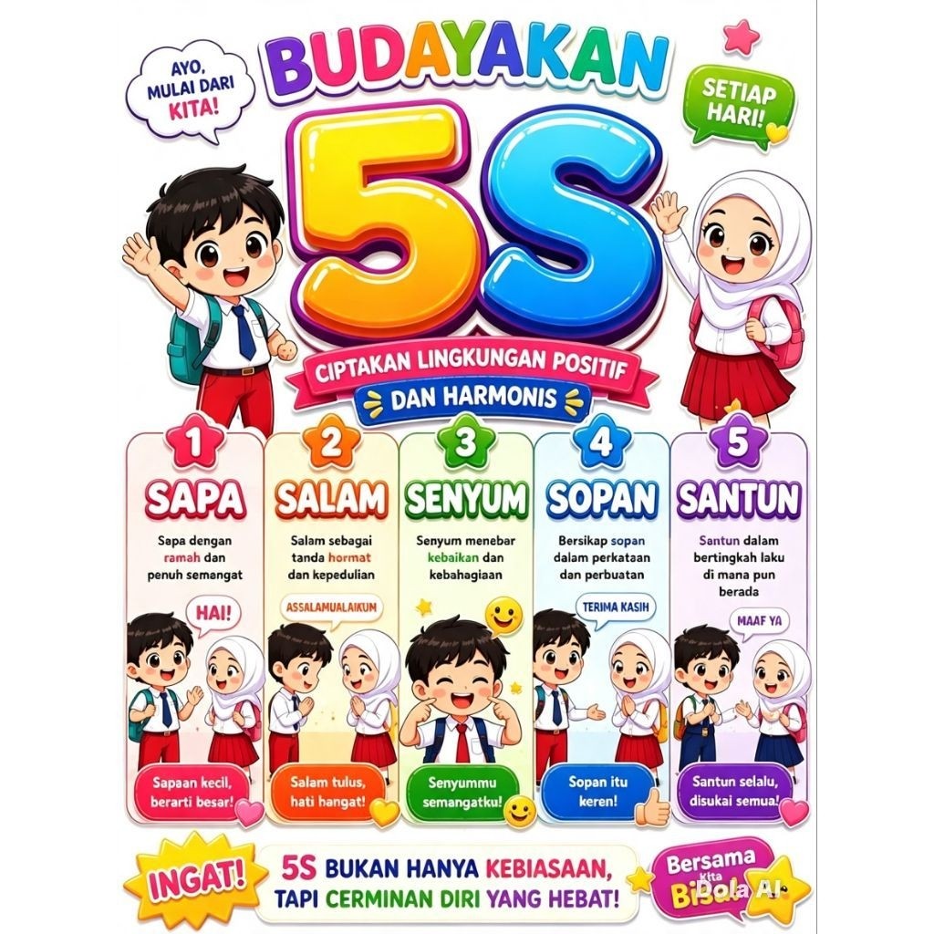 Poster edukasi 5S kelas SD