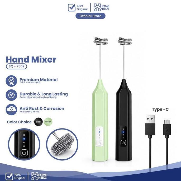 BRIYANN - Hand Mixer Mini Pengaduk Kopi Susu Telur Elektrik Bahan Plastik SQ-7502 Hitam Dengan Kabel