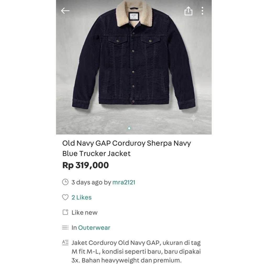 Old Navy GAP Corduroy Sherpa Navy Blue Trucker Jacket