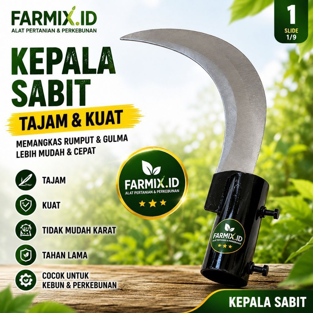 Egrek Sawit Kepala Sabit Tajam Pisau Pinang | Mata Sabit Arit Kebun Pemotong Rumput Gulma Semak | Al
