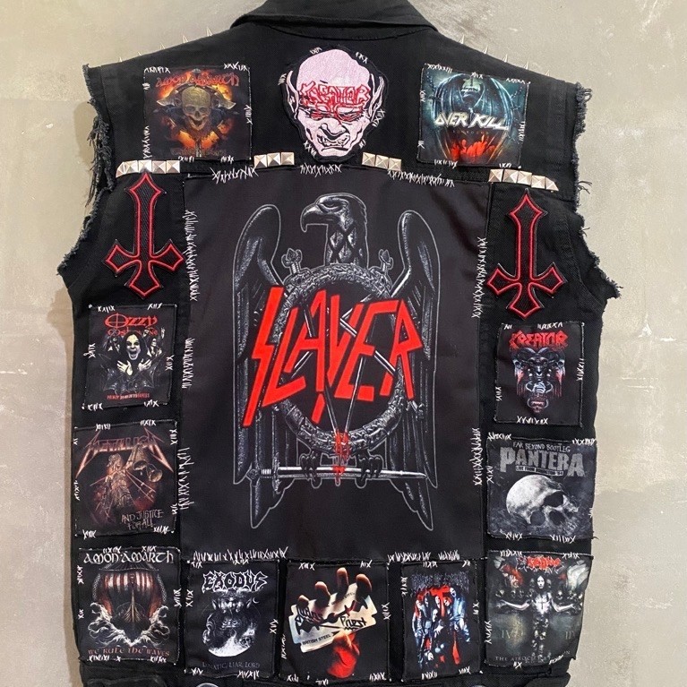 Battle Vest Denim Jacket Heavy Metal Band Patches Custom