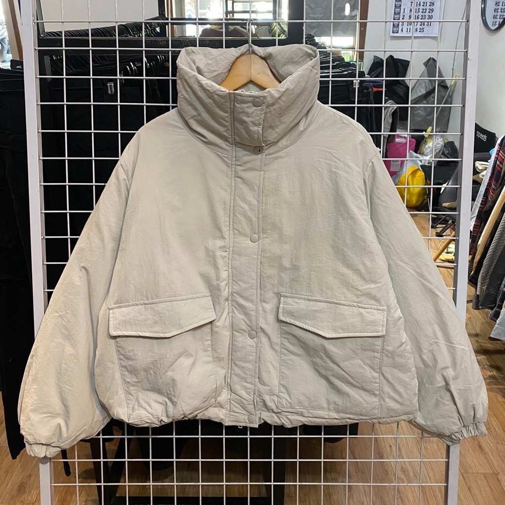 Unbran Broken White Puffer Zip Jacket . #Jb229