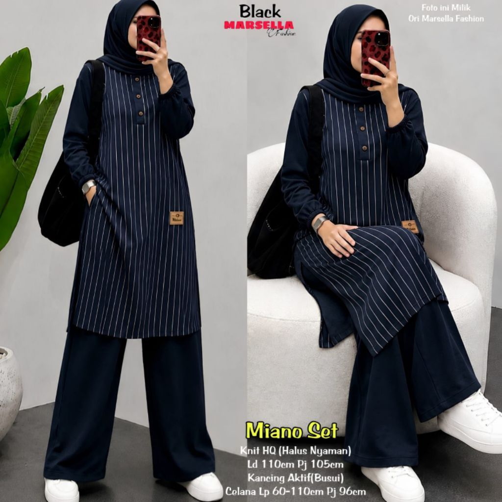 setelan kaos wanita terbaru miano one set knit wanita