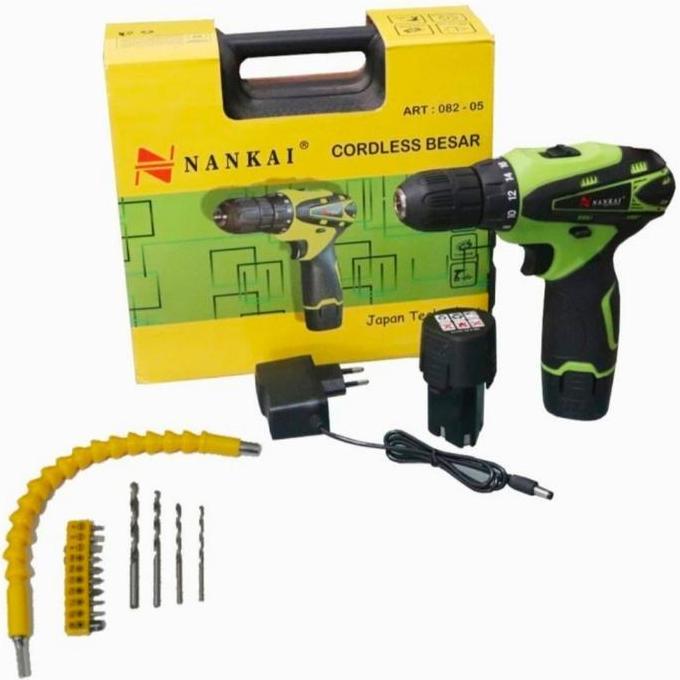Mesin Bor Obeng Baterai Cordless Drill Nankai 12V