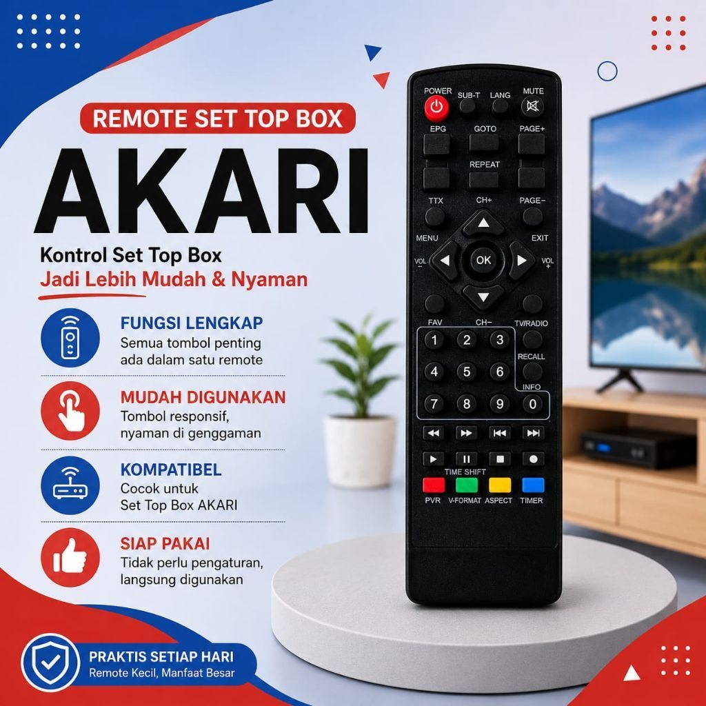 Remote Set Top Box AKARI DVB T2 Langsung Pakai