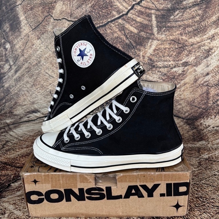 ( Size 42 ) Converse CT 70s Hi Black White Non Egret Canvas