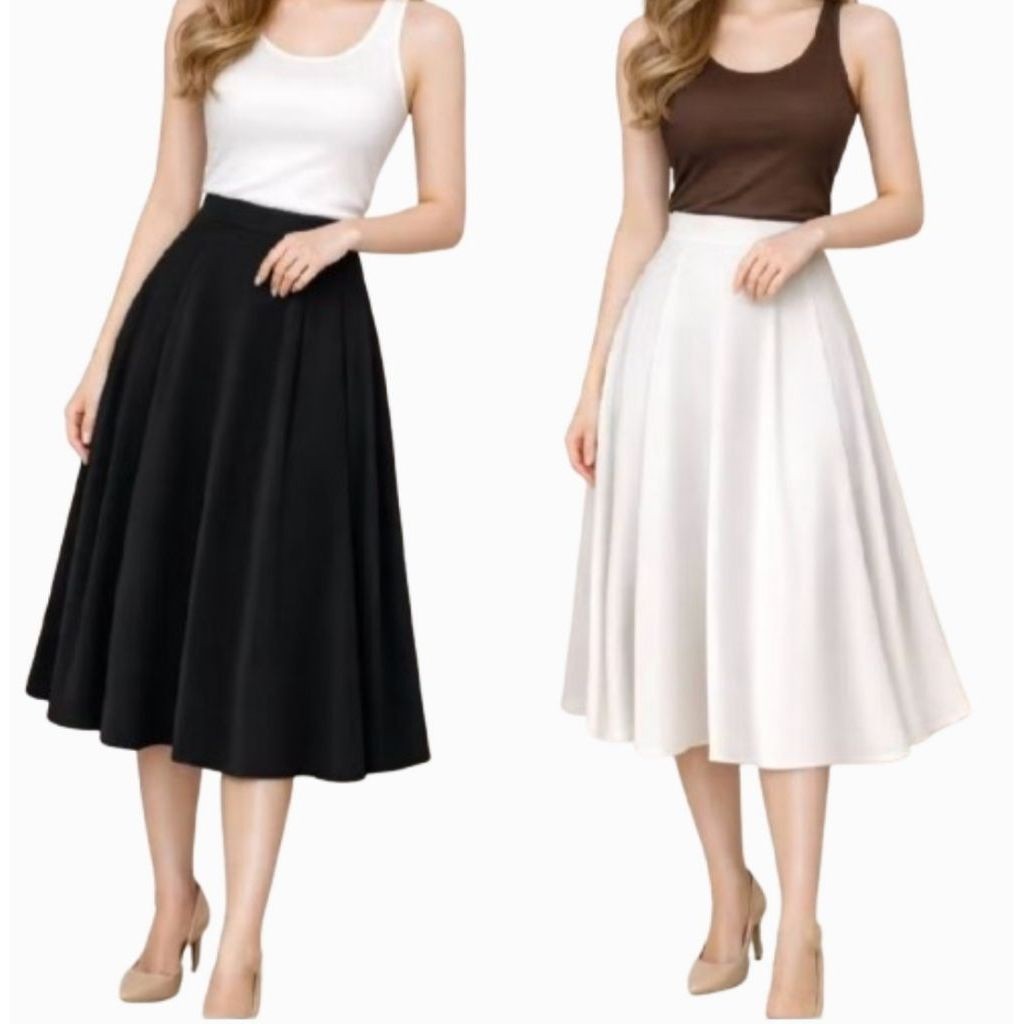 Rok midi skirt flare Rok midi skirt big size rok mini skirt jumbo rok lily flare skirt