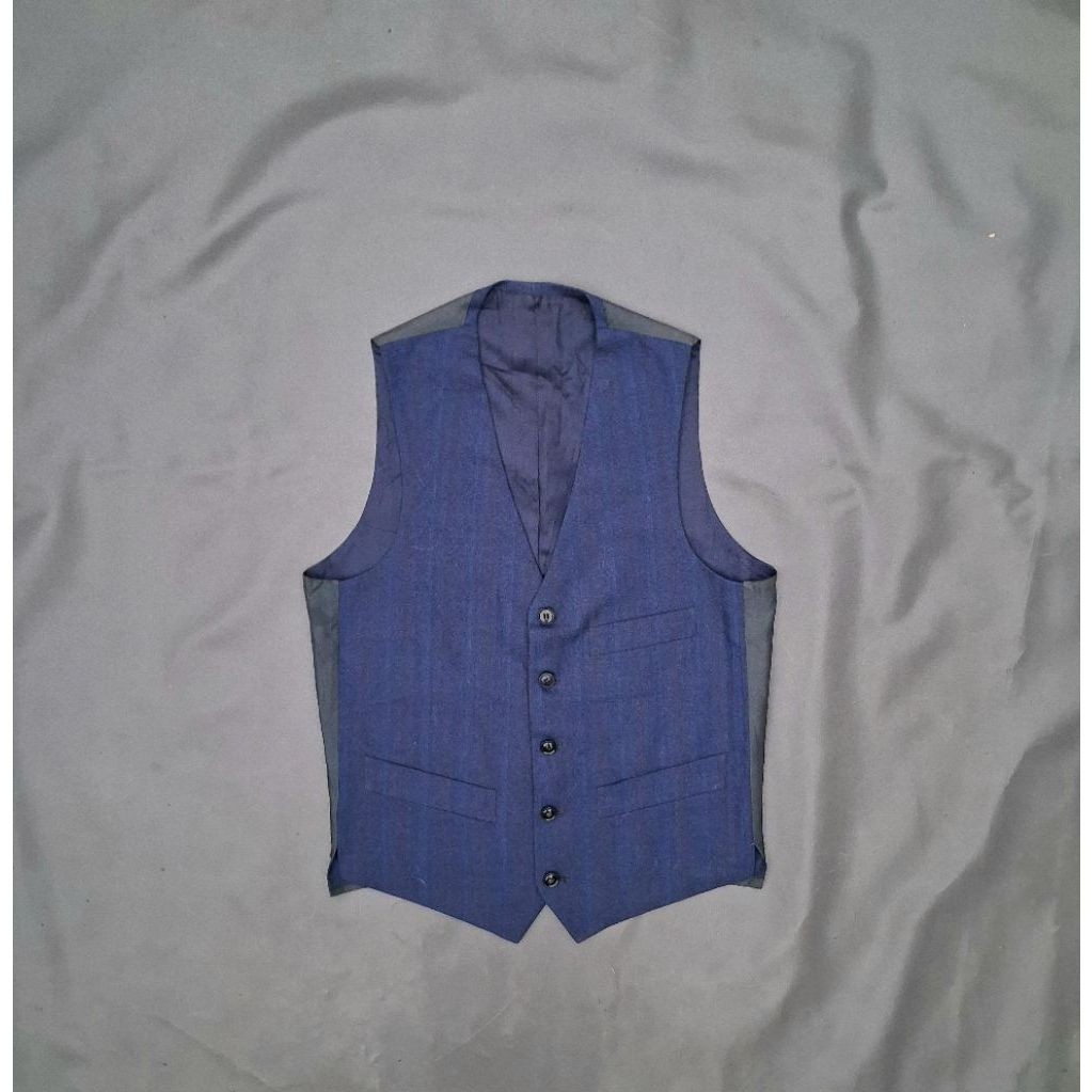vest preloved pria biru slimfit bahan wool/rompi formal pria second size S ke M /RL161