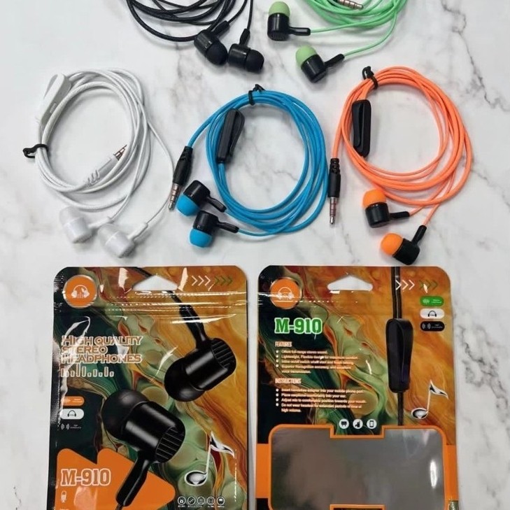 (GROSIRAN) Headset Handsfree Stereo + Mic Earphone M910 Extra Bass bisa telepon dan dengar musik