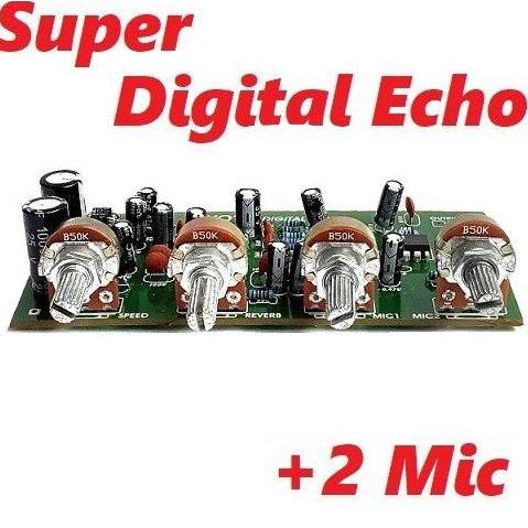 Kit Super Digital Echo Noel Tone Control + 2 Mic 4 Potensio Ic Pt2399 Jrc4558 Low Noise