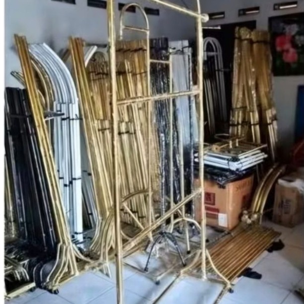 Gawang jilbab 4 tingkat panjang 120 cm , tinggi total 2 m , jarak antar palang 40 cm