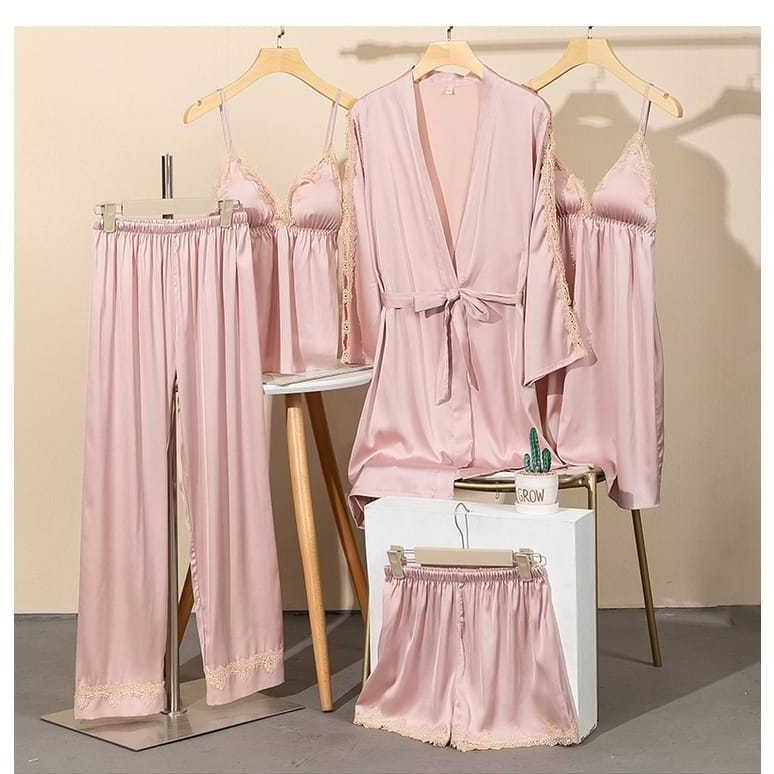 New Piyama Set Sexy Kimono 5 In 1/ Baju Tidur Satin Wanita Sexy/ Lingerie Set Kimono / Dress