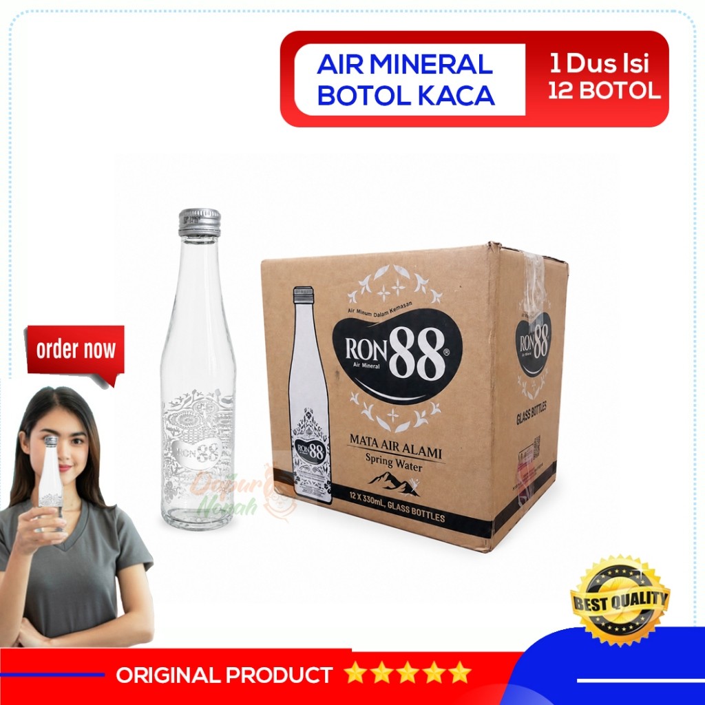 Ron 88 330 ml 1 dus isi 12 botol - minuman botol kaca - air ron 88 botol kaca - air mineral botol ka