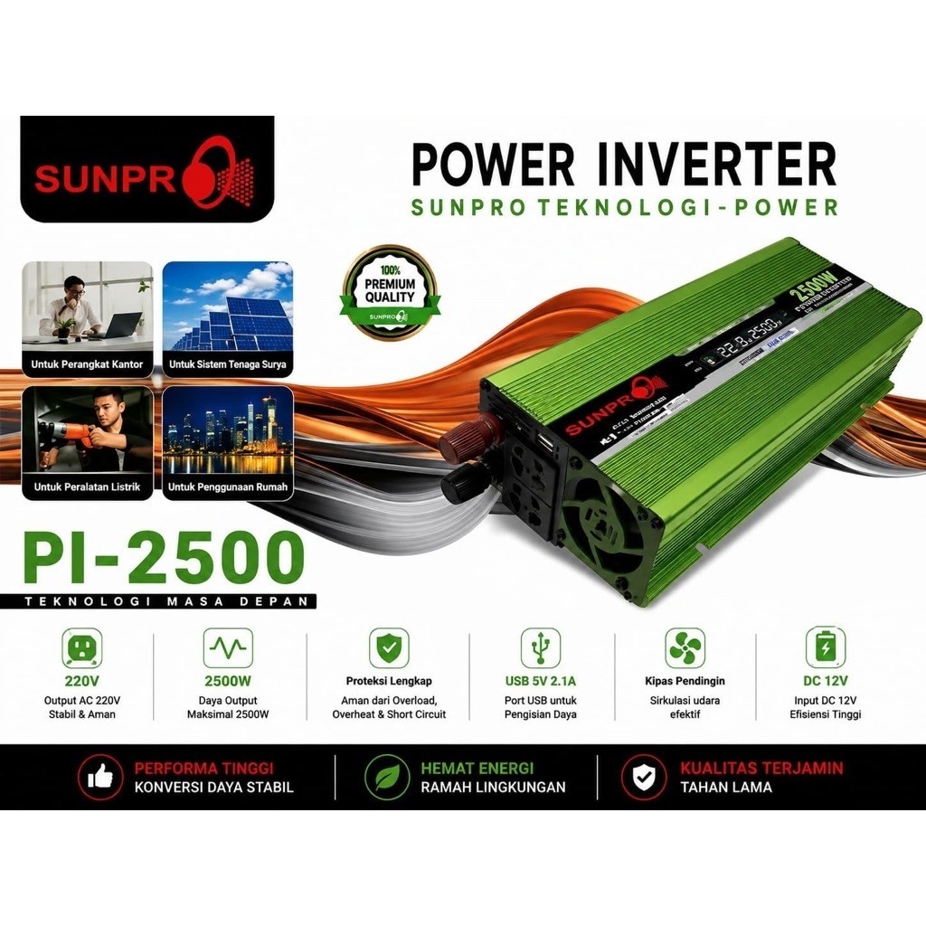 Power Inverter Sunpro Pi-2500 Power Inverter Sunpro 2500W Led Display