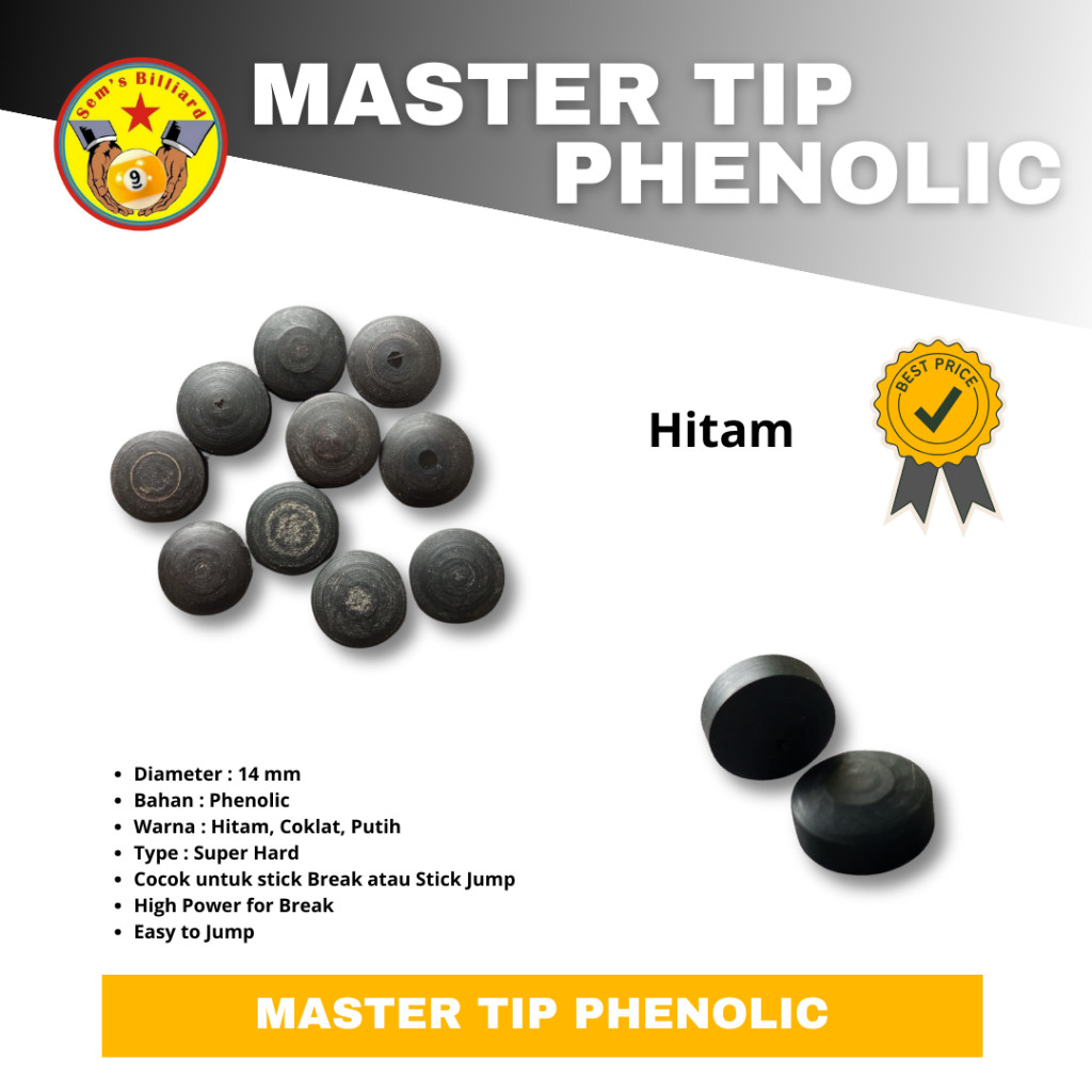 Master tip break phenolic - stick billiard - stik billiard - biliard