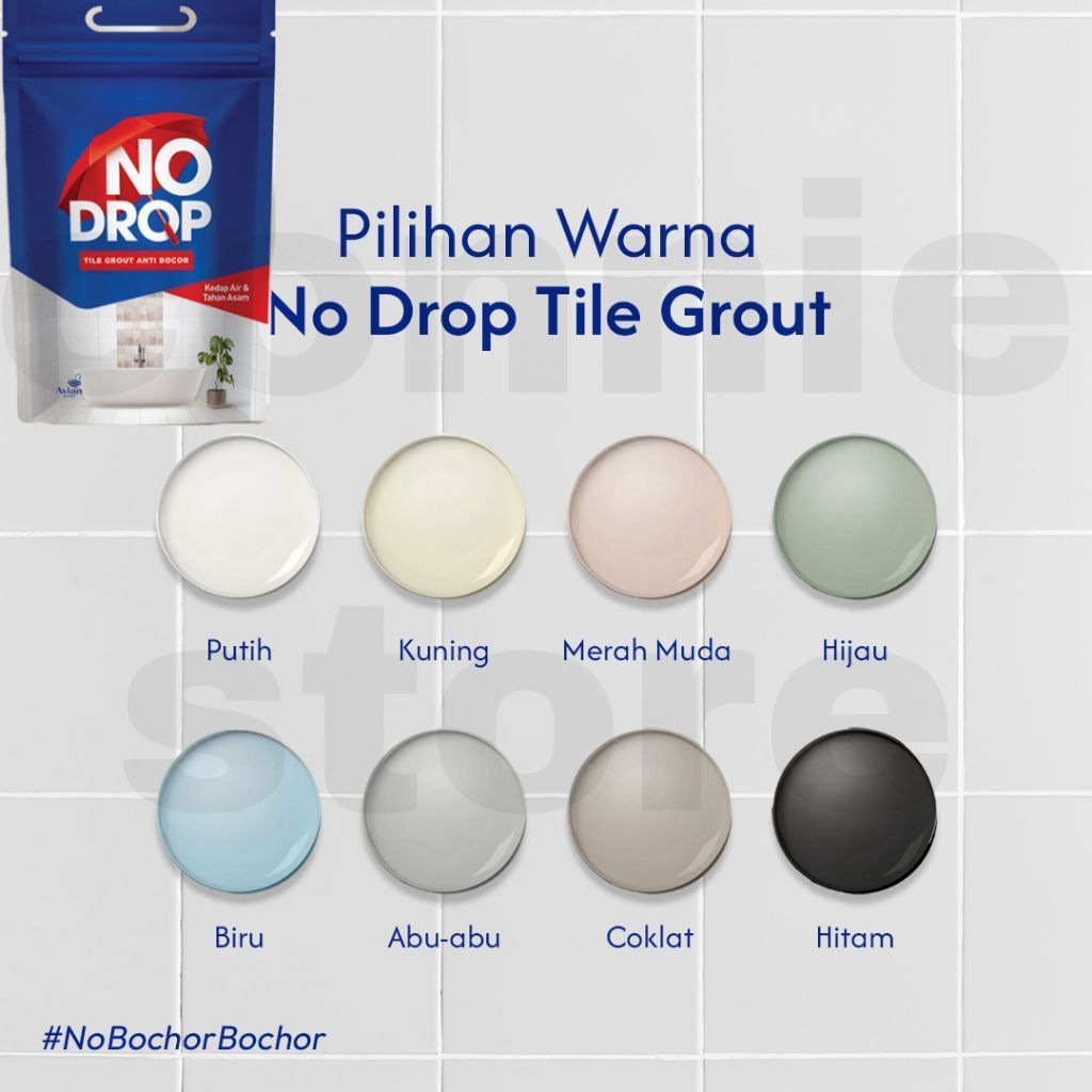 Semen Nat Putih NoDrop Nat Keramik 1 kg Hitam Putih Abu Tile Grout Nat anti bocor kamar mandi Granit