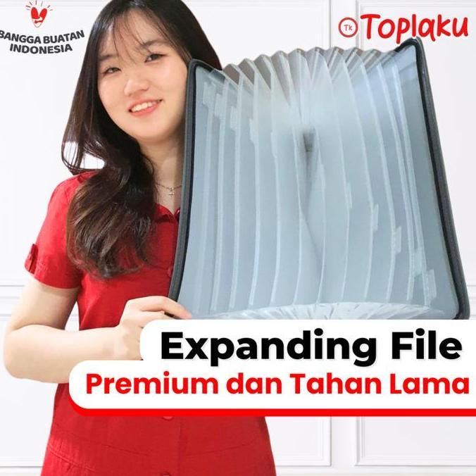 TOPLA Map Expanding File 13 Sekat Kulit Anti Air Tas Dokumen Keeper F4 Document File Tempat Berkas D