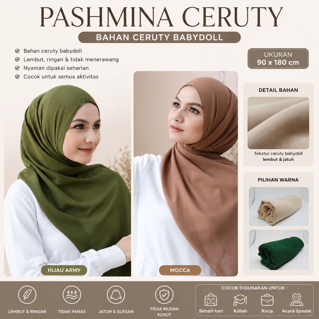 Pashmina Ceruty || Ceruti Uno || Azara || 180x 90 cm ||