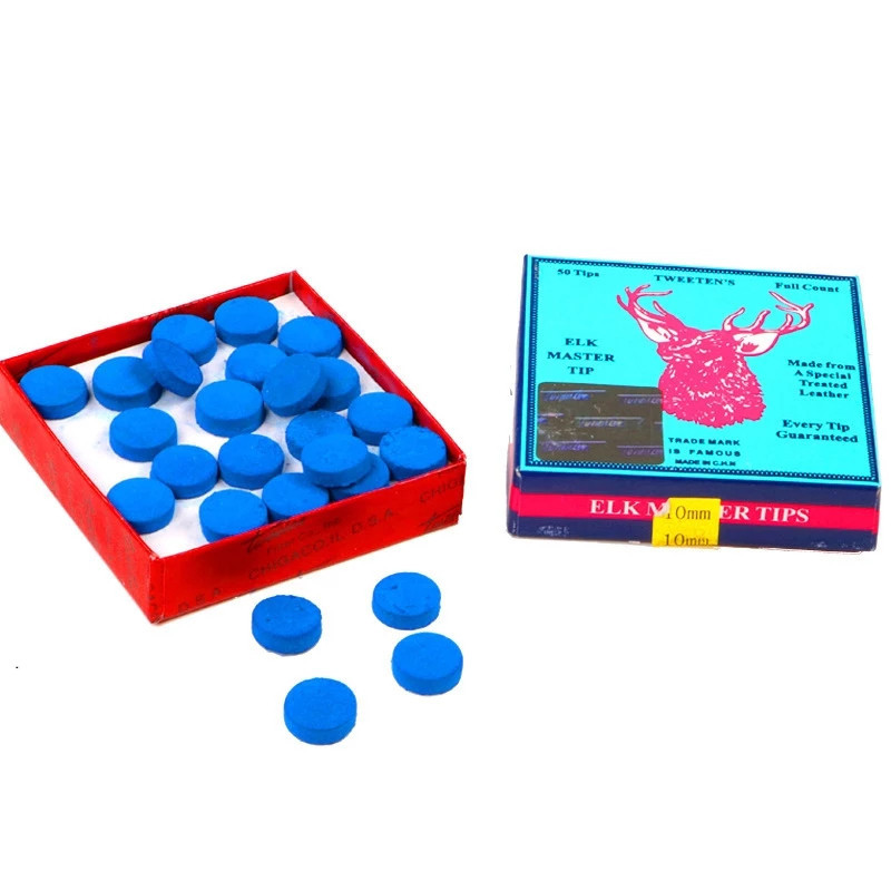Master Tip Stick Billiard, Blue Cue Tip Soft /10mm Cue Tip Ujung Stick Billiard Isi 50 Pcs