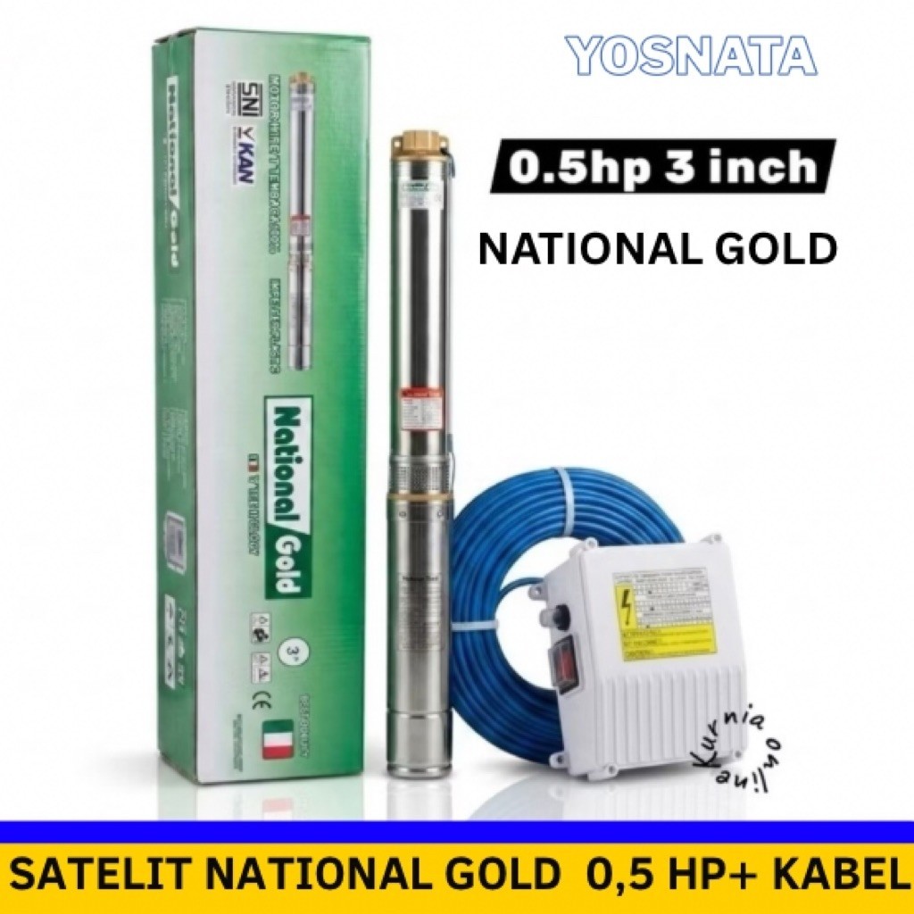 Pompa Submersible / Satelit 0,5 Hp + Kabel 40 Merer, Pompa Satelit 0,5 Hp + Kabel NATIONAL GOLD