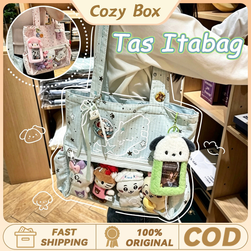 Tas Itabag Bulu Lembut Lucu Gaya Akademik Jepang Tas Tote Selempang Kapasitas Besar