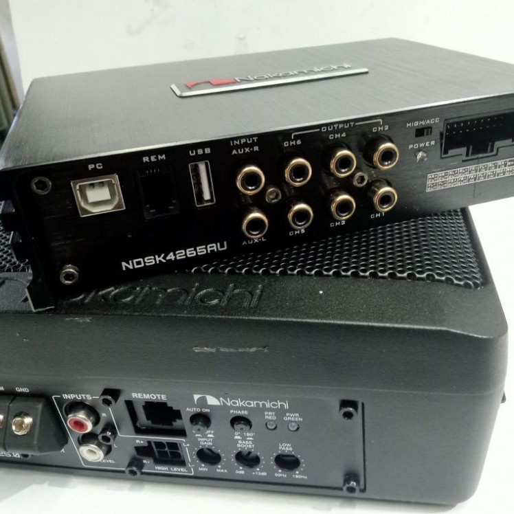 paket audio mobil subwoofer bawahjok dan DSP nakamichi