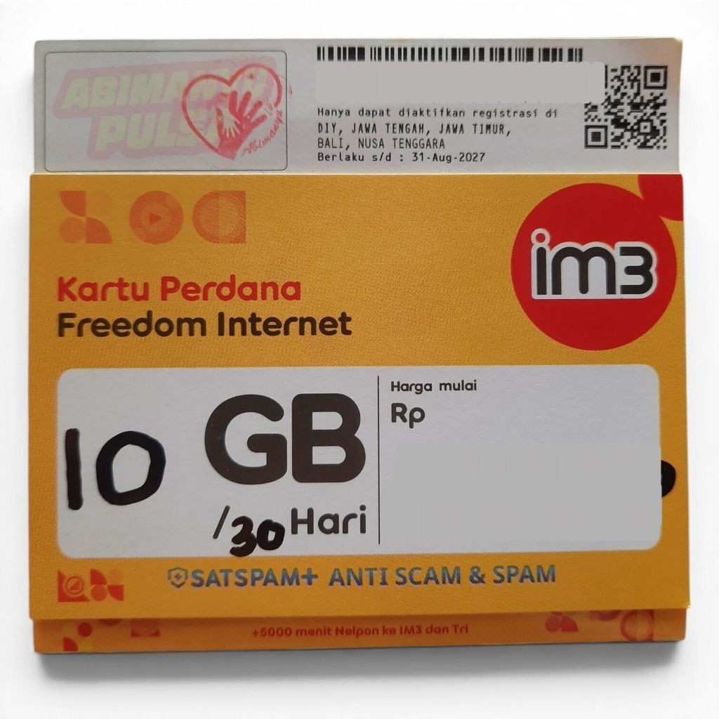 Kartu Perdana Indosat Kuota 10GB | 30 Hari