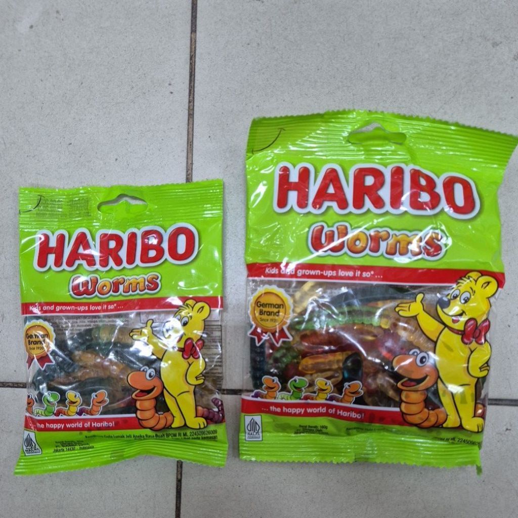 Haribo Worms Permen Gummy Jelly 80gr / 160gr