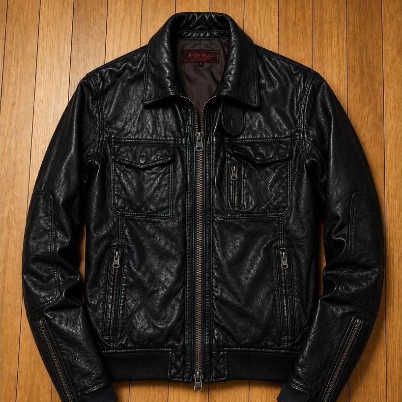 jaket kulit asli model trucker jhon bull second original