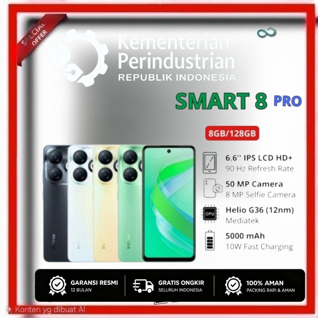 INFINIX SMART 8 PRO | Ram 8/128 | Garansi Resmi
