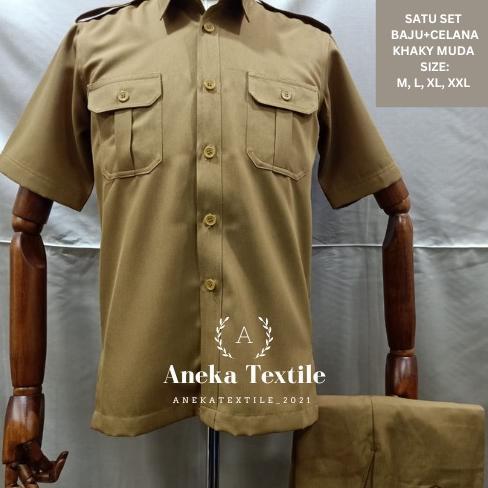 BEST SELLER SETELAN SERAGAM PDH PEMDA PNS PRIA KHAKI TUA DAN KHAKI MUDA / PDH PEMDA DKI