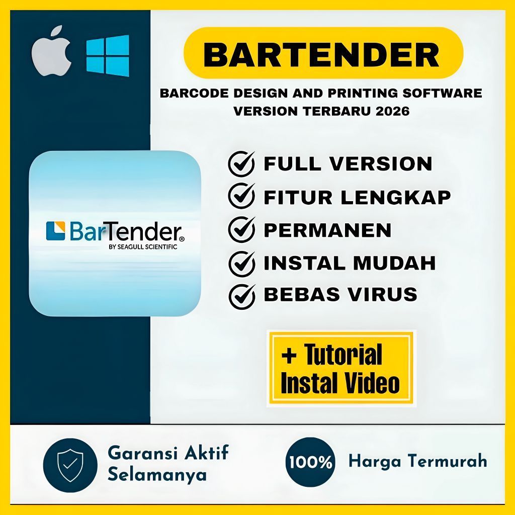 Bartender Enterprise Automation 2026 Full Version Lifetime Permanen Windows | Software Pencetak Barc