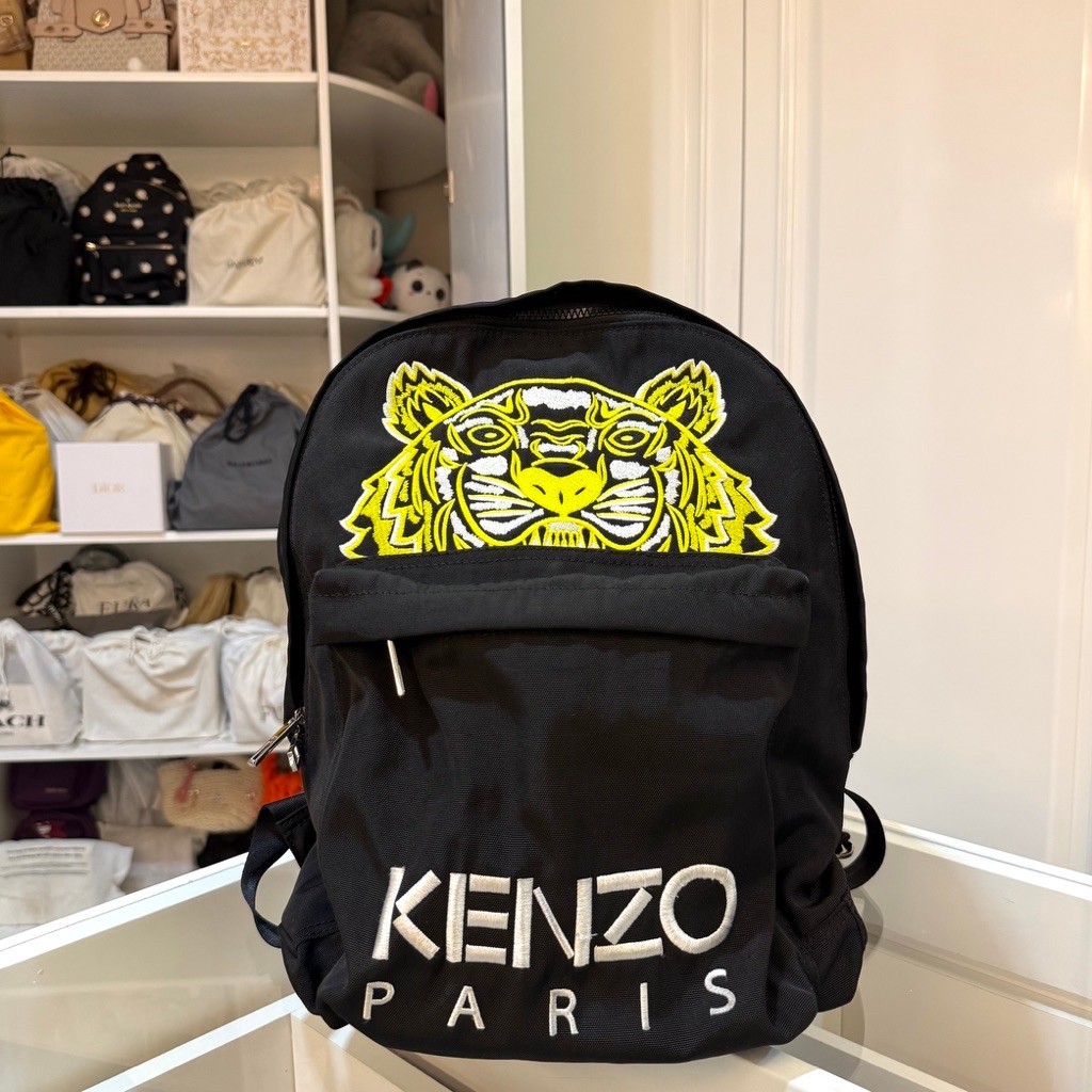 PRELOVED Kenzo Black Tiger Print Logo Backpack Tas Ransel Unisex Branded