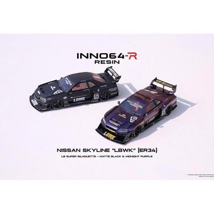 IN64R-ER34-MPII Inno64 Nissan Skyline LBWK R34 Silhouette Purple Resin