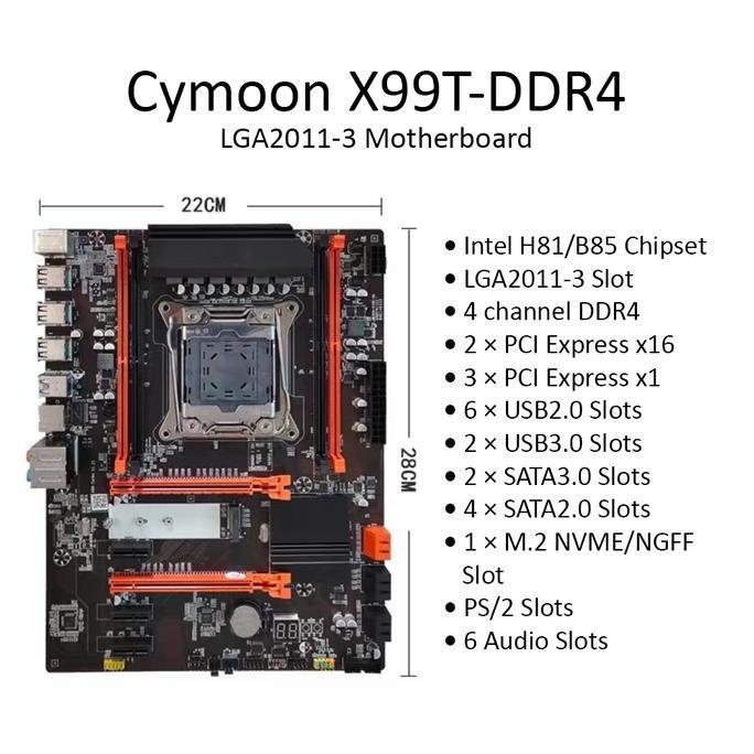 Rexcom- Cymoon X99 Motherboard Lga 2011-3 Ddr4 Mainboard Mobo Usb3 Sata3