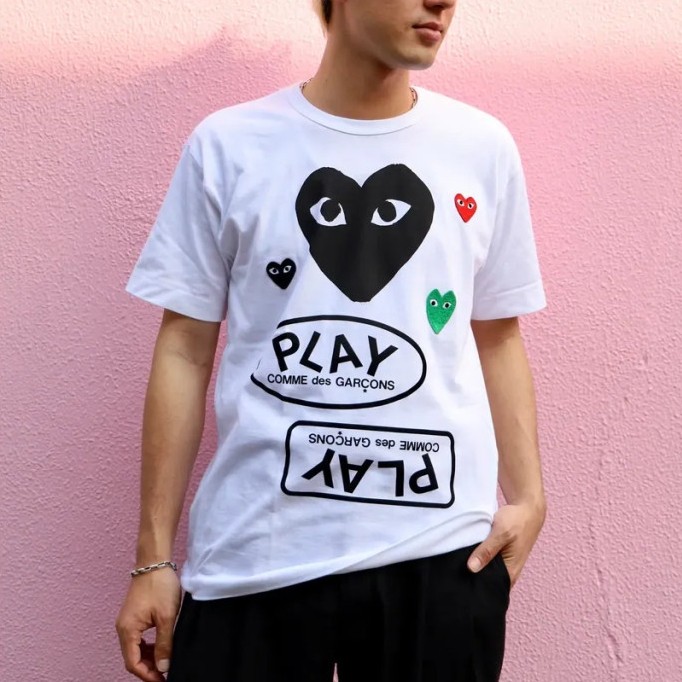 CDG PLAY PLAY Longsleeve  Kaos Lengan Panjang