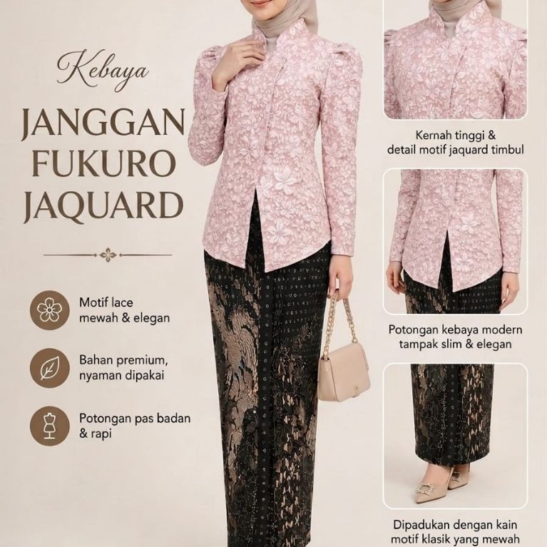 Janggan set fukuro kebaya modern//couple kebaya brokat// couple ivory by aldia