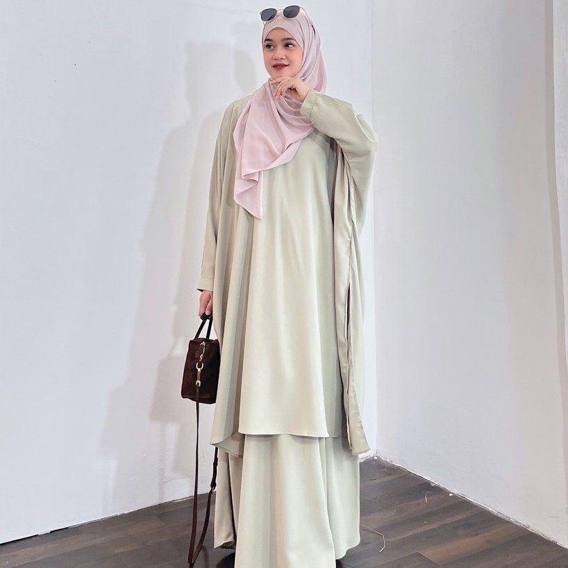 MARYAM SETROK - Setelan rok maryam polos bahan balmain silk premium