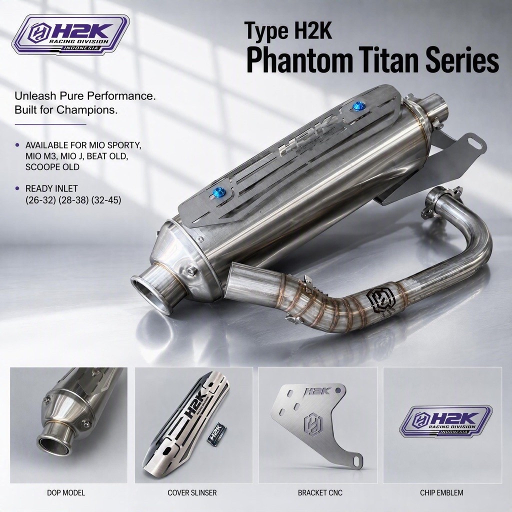 H2K Racing Division Knalpot Standar Racing Type H2K Phantom Titan Series untuk Mio Sporty M3 J Beat 