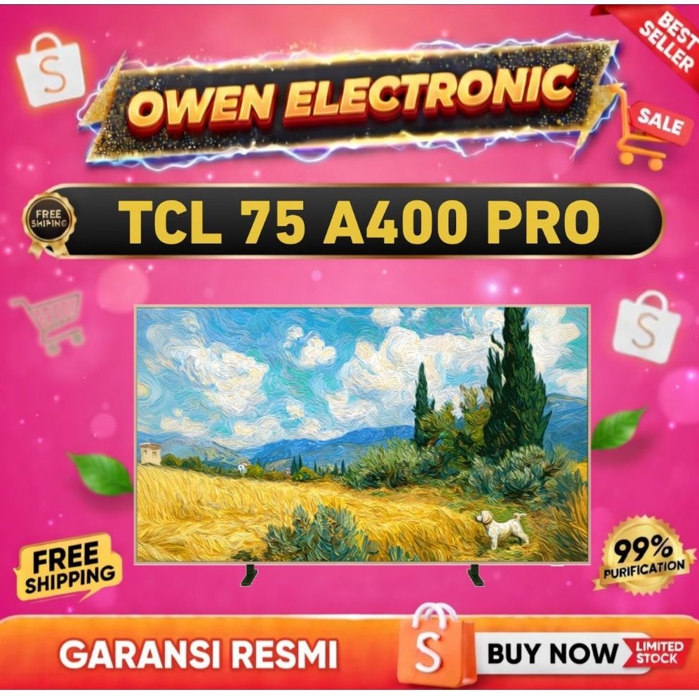 TCL 75A400 PRO 75 Inch 4K UHD Smart TV Google TV Garansi Resmi TCL