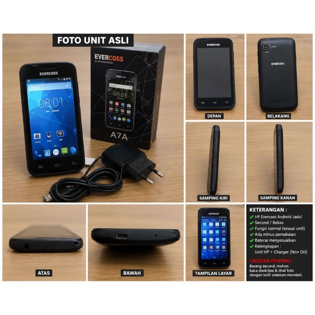 HP Evercoss Android Jadul Second Bekas – Kondisi Normal