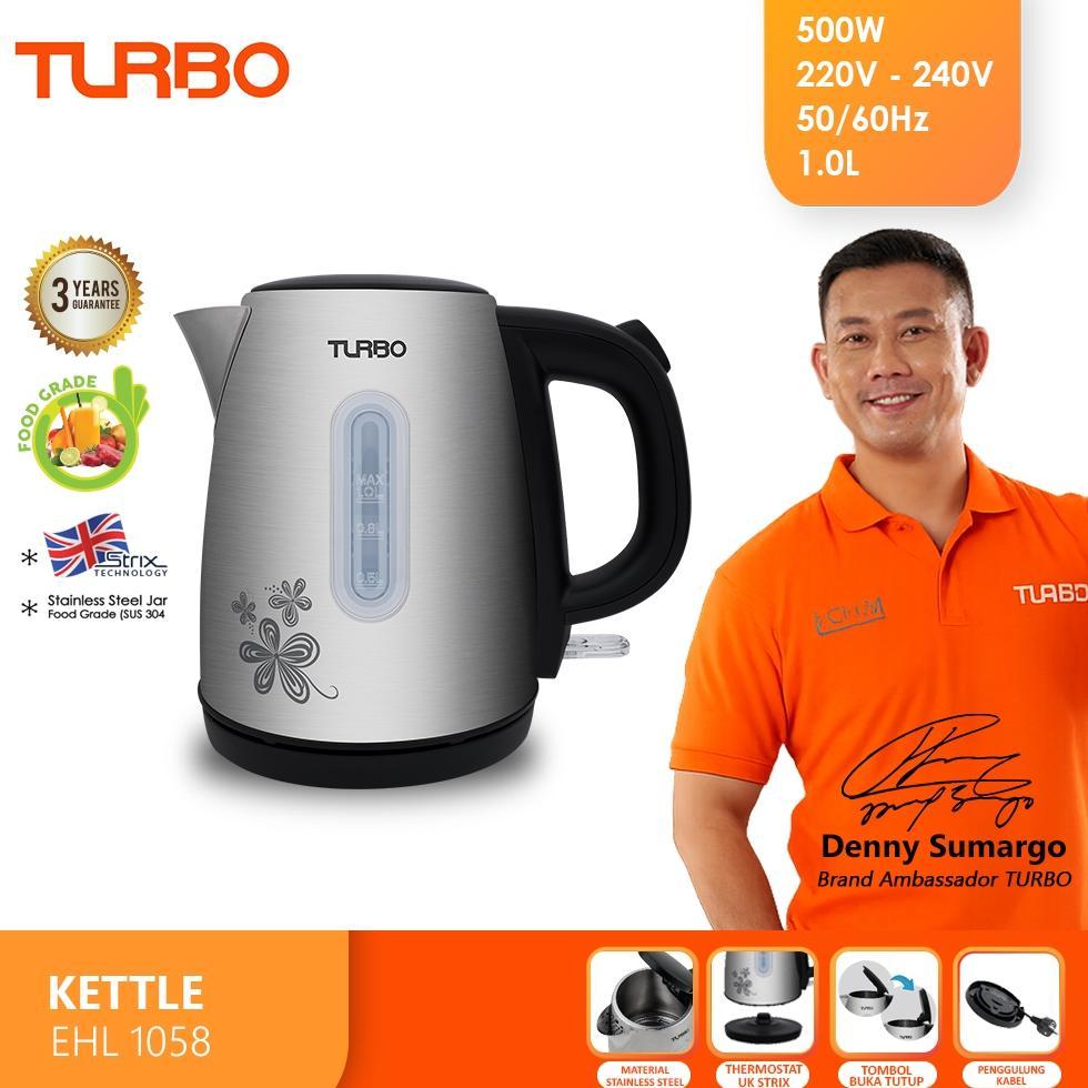 TURBO Kettle Stainless 1 Liter - EHL1058 Teko Listrik EHL 1058