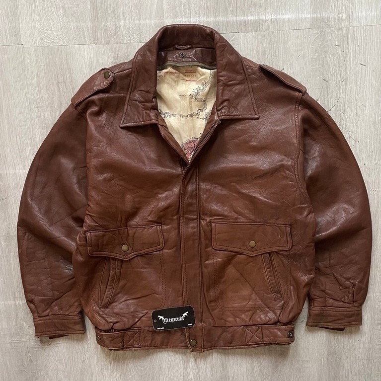 Unbrand Vintage Flight Bomber Leather Jacket