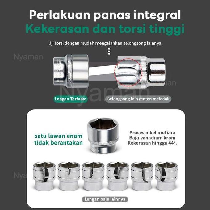 Clan- Set Kunci Sok Kunci Socket Set 46 Pcs Mobil Motor Lengkap Socket Tool Kit Set Pas Ring  Motor 