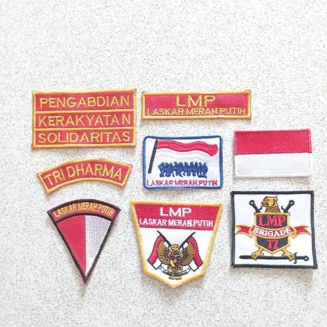 Atribut bordir LMP Laskar Merah Putih Lengkap, patch logo bordir LMP Souvenir
