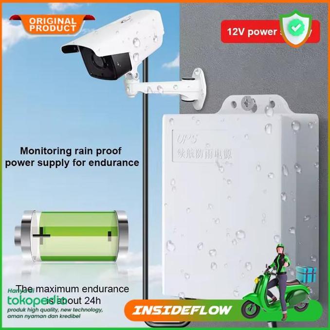 Portable Mini UPS 12V Adaptor UPS Backup CCTV EU Plug 24 Jam 3600 mAh