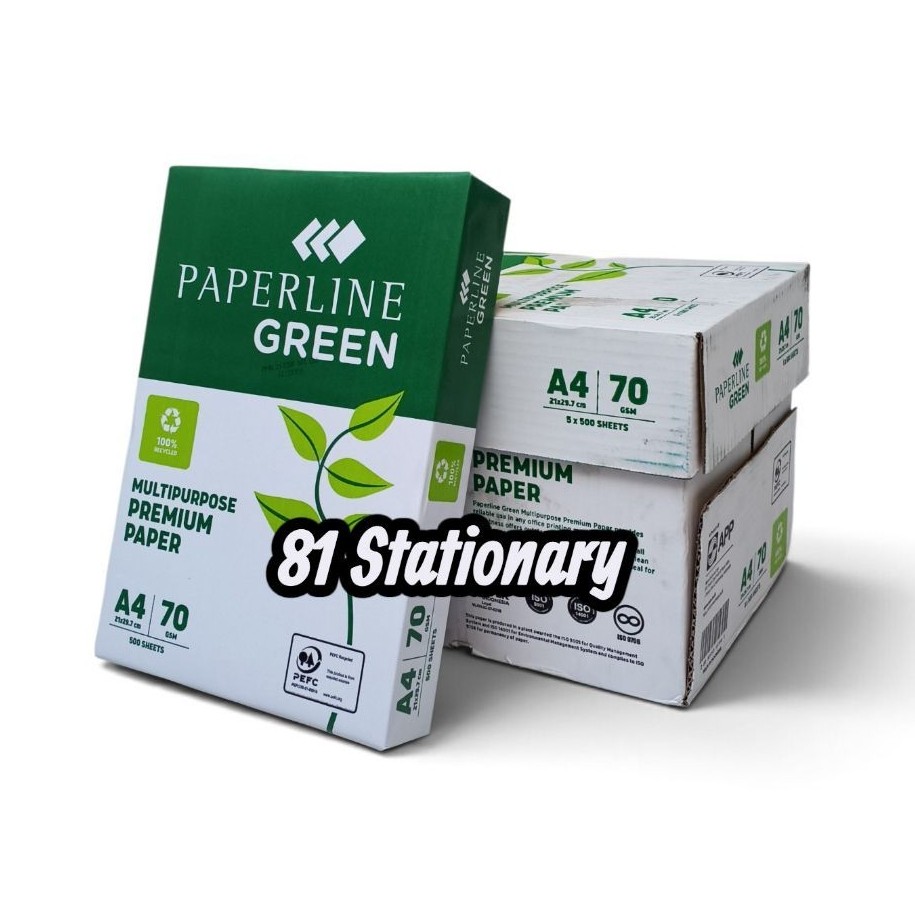 Kertas HVS PAPERLINE GREEN A4 70 gsm 100% Recycle Paper (1 rim)