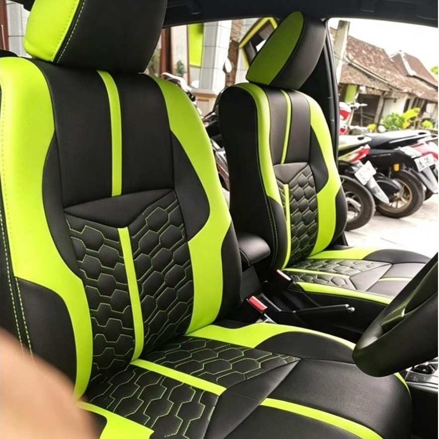 Cover jok mobil 2 baris bahan Mbtech agya,ayla,H jazz,brio,yaris,genio,timor